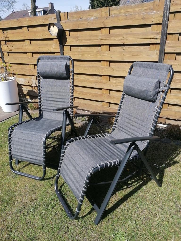 2x Aluminium Relaxstoel Ligstoel Ligbed Standenstoel Stoel, Ophalen of Verzenden, Aluminium, Inklapbaar