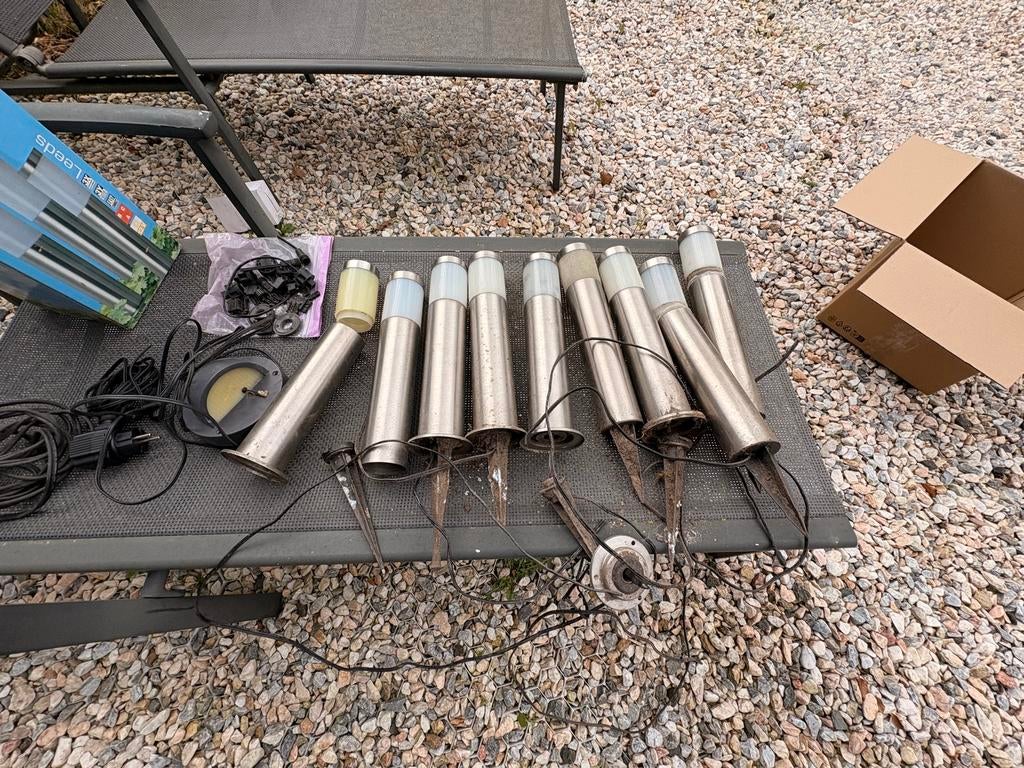 Luxform 12volt tuinverlichting diverse lampen en onderdelen, Tuin en Terras, Buitenverlichting, Gebruikt, Staande lamp, Rvs, Minder dan 50 watt