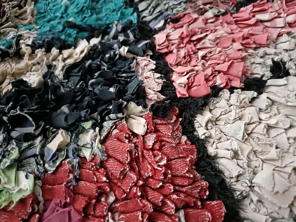 Marokaanse boucherouin geknoopt voddenkleed Berber 160x80 cm, Gebruikt, 150 tot 200 cm, Rechthoekig, 50 tot 100 cm