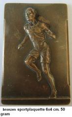 mooie bronzen sport plaquette, atletiek, afm. 60x40 mm., Postzegels en Munten, Ophalen of Verzenden, Brons