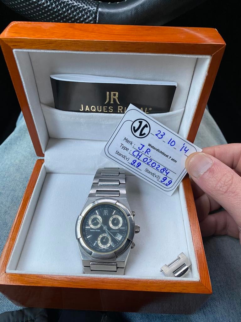 Jaques richal horloge met orgnaile doosje, Ophalen of Verzenden, Zo goed als nieuw, Staal, Overige merken