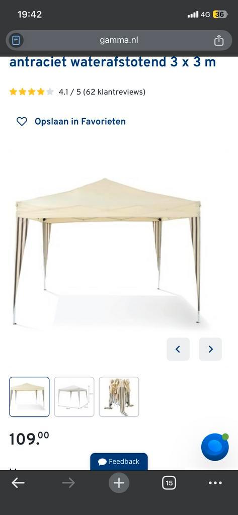 Handson partytent Ecru antraciet waterafstotend, Tuin en Terras, Partytenten, Zo goed als nieuw, Minder dan 5 meter, Ophalen