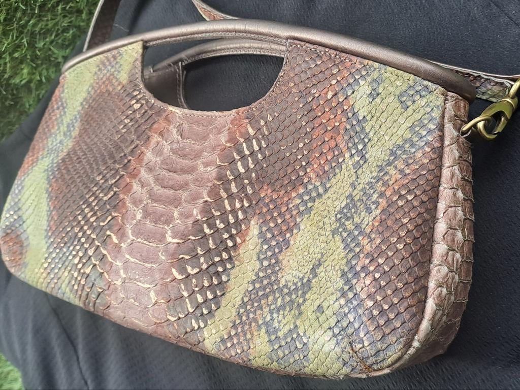 Schoudertas, vintage 'Peter Kaiser', slangenleer, Sieraden, Tassen en Uiterlijk, Tassen | Damestassen, Ophalen of Verzenden, Zo goed als nieuw