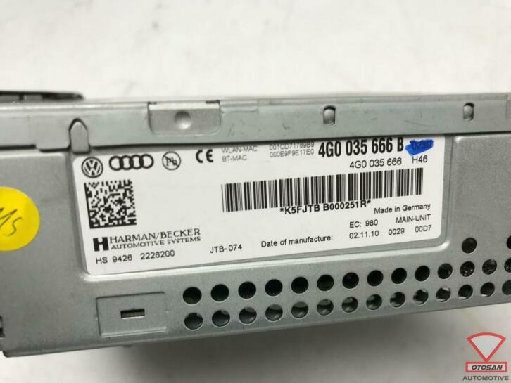 audi a6 a7 4g mmi navigatie head unit 4g0035666b, Auto-onderdelen, Dashboard en Schakelaars, Gebruikt, AUDI AG, Auto-Union-Strasse 1
85045  Ingolstadt, DE