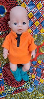 Zapf Baby Born Pop Jongen m oranje trui, blauwe slofjes, Ophalen of Verzenden, Babypop