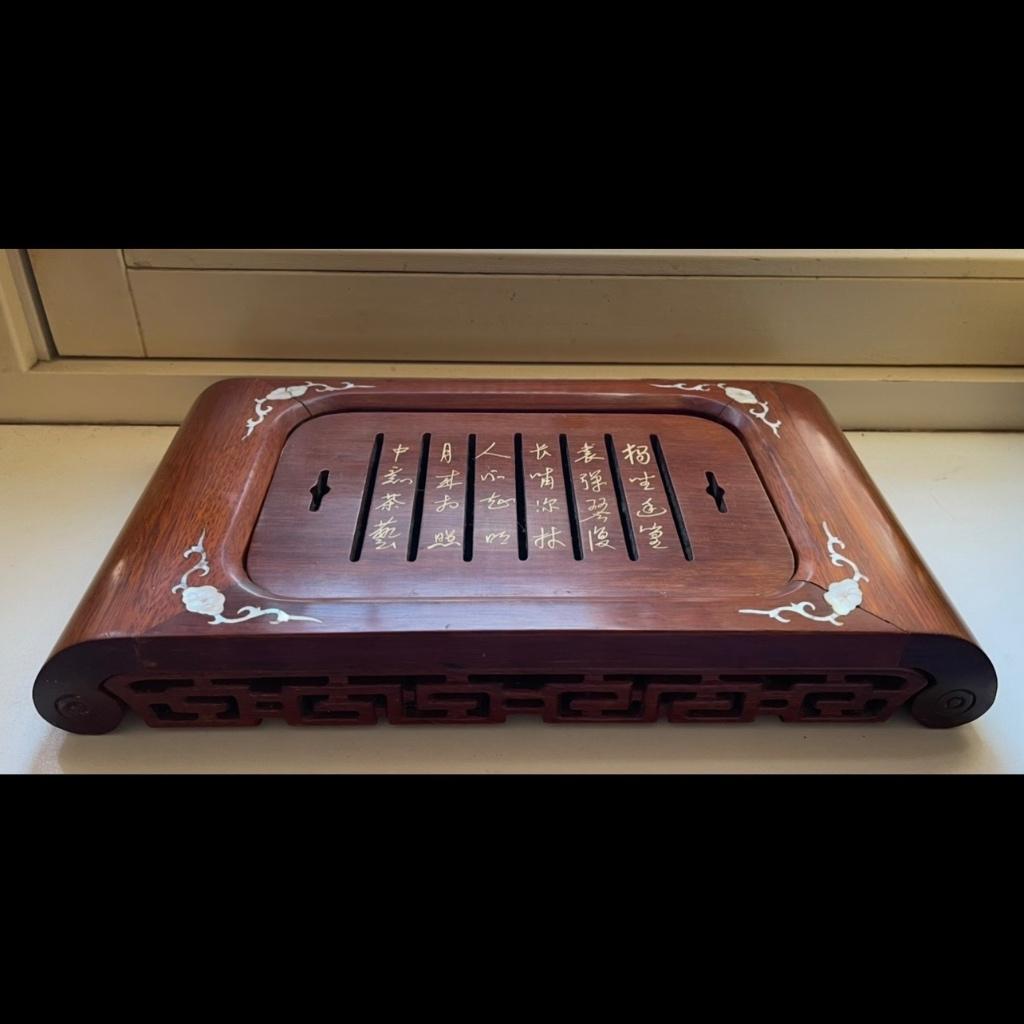 Vintage Chinese houten thee tafel lekbak, Ophalen