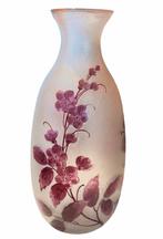 Frosted glass, wijn bladeren, XL Vaas: Legras, Nancy. Fr., Antiek en Kunst, Ophalen of Verzenden