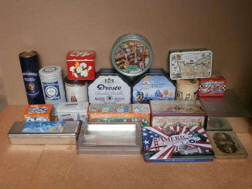Vintage blik partij verzameling diverse blikje collectie 19x, Verzamelen, Blikken, Gebruikt, Koek(jes), Overige merken, Ophalen of Verzenden