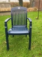 4 blauwe Hartman tuinstoelen, Ophalen, Gebruikt, Kunststof, Stapelbaar