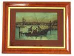 Reproductie Fishing in a Punt van aquatint Henry Alken., Ophalen of Verzenden