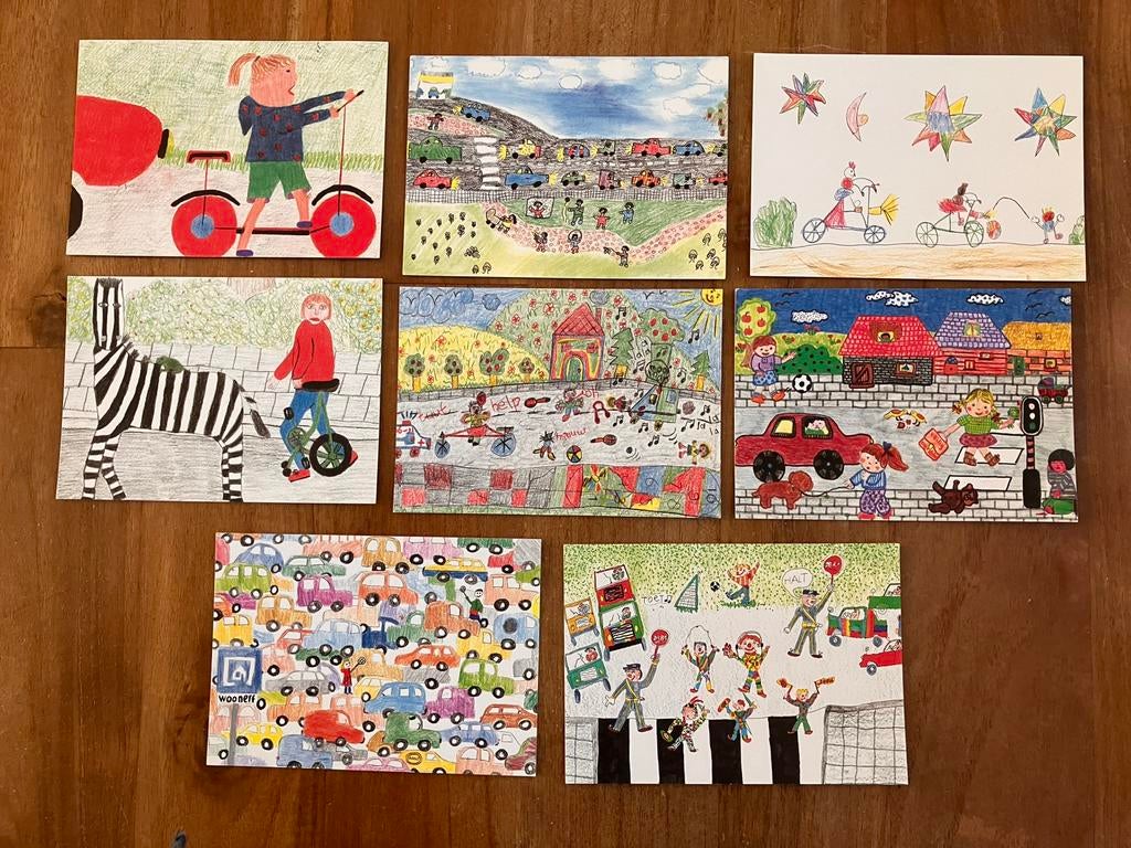 Set van 7 winnaars Shell Nederland & VVN tekenwedstrijd 1992, Ophalen of Verzenden, 1980 tot heden, Ongelopen, Kinderen