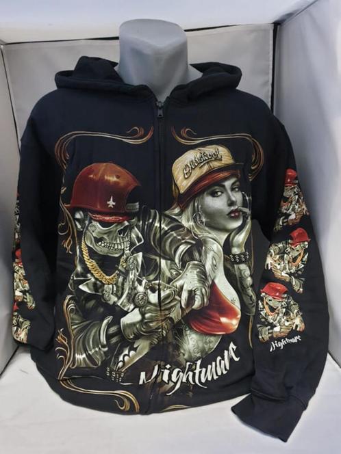 Zwart vest, skull tattoo, printvest, Kleding | Heren, Truien en Vesten, Nieuw, Overige maten, Zwart, Ophalen of Verzenden