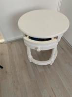 Wit rond bijzettafeltje met lade : Hoog 52 cm - Breed 45 cm, Huis en Inrichting, Tafels | Bijzettafels, 45 tot 60 cm, Minder dan 55 cm