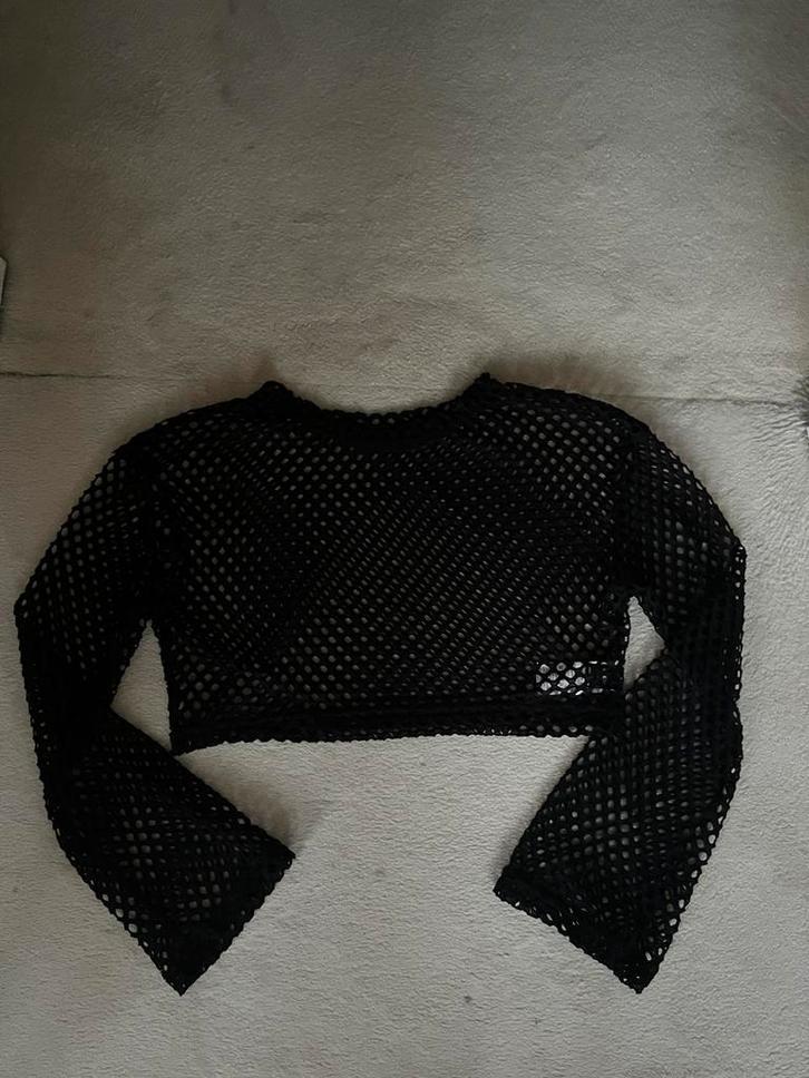 Zwart visnet topje maat S, Kleding | Dames, Tops, Nieuw, Maat 36 (S), Zwart, Lange mouw, Ophalen of Verzenden