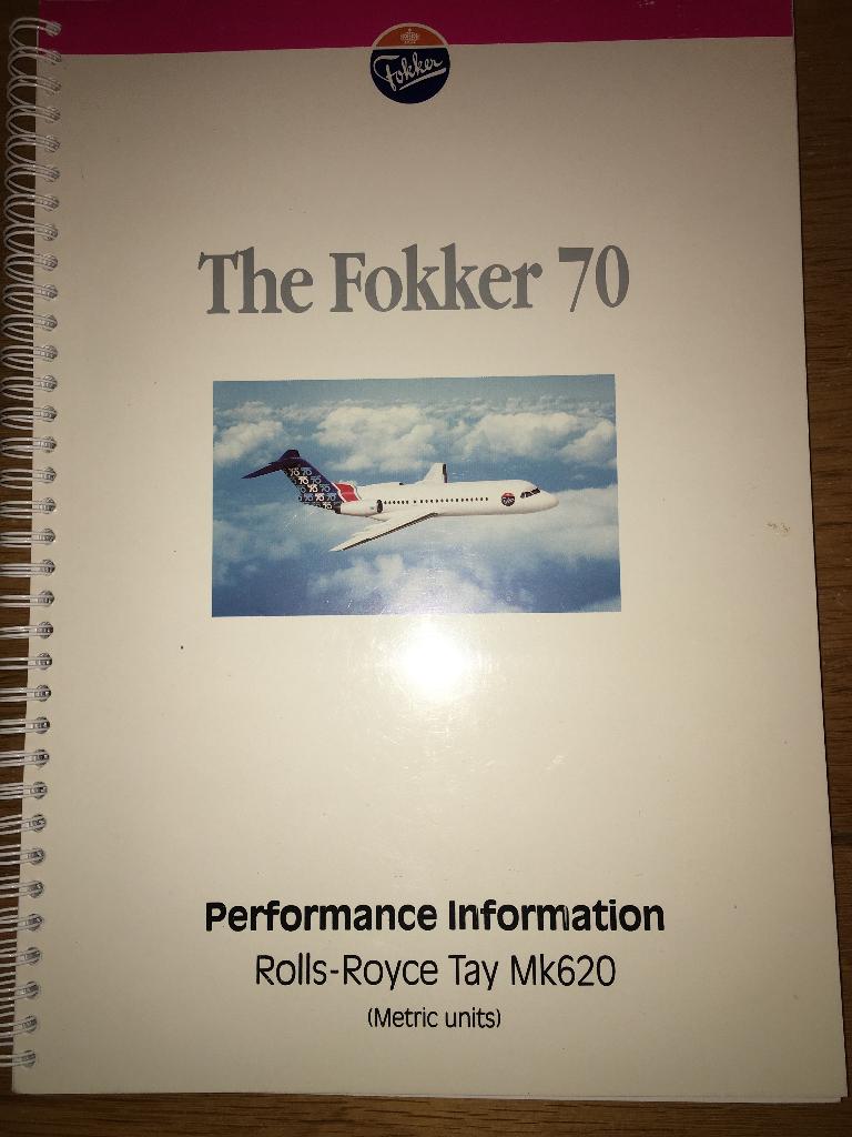 Fokker 70 Performance Information Rolls Royce Tay Mk620, Verzamelen, Ophalen of Verzenden, Zo goed als nieuw, Boek of Tijdschrift