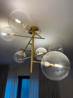 Goude lamp met glazen bollen, Huis en Inrichting, Lampen | Plafondlampen, Ophalen of Verzenden, Gebruikt, Glas