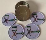 4 Jameson Irish whisky onderzetters in blikje. Drsn. 9 cm., Ophalen of Verzenden, Zo goed als nieuw, Overig