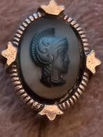 Vintage Camee Broche met Romeins Krijger, Overige materialen, Gebruikt, Zwart, Minder dan 4 cm