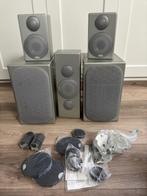 Monitor Audio 5 luidsprekerset. 2 RS1, 2 Radius 90, 1 R 180, Gebruikt, 60 tot 120 watt, Surroundset zonder subwoofer, Ophalen