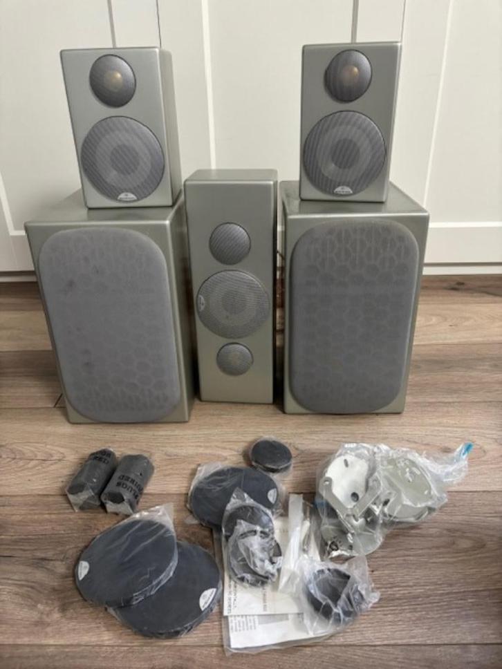 Monitor Audio 5 luidsprekerset. 2 RS1, 2 Radius 90, 1 R 180, Audio, Tv en Foto, Luidsprekers, Gebruikt, Surroundset zonder subwoofer