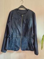 Donkerblauw jasje leatherlook, maat 46, Blauw, Maat 46/48 (XL) of groter, Ophalen of Verzenden, Jasje