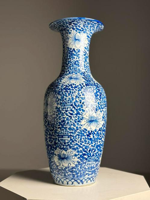 Chinese vaas begin 20e eeuw blauw wit antiek, Antiek en Kunst, Antiek | Vazen, Ophalen