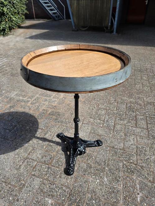 Sidetable, Terrastafel, Bijzettafel wijnvatdeksel, 80 hoog, Huis en Inrichting, Tafels | Bijzettafels, Zo goed als nieuw, Rond