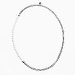 57cm 6,5mm Witte Kralen Ketting Heren Staal Cubaanse Schakel, Sieraden, Tassen en Uiterlijk, Kettingen, Overige materialen, Birgitta-Gracht 33, 6465 EL Kerkrade, Nederland