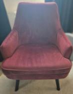 Luxe bordeaux rode velours fauteuil stoel, Ophalen, Zo goed als nieuw, 50 tot 75 cm