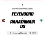 Feyenoord panathinaikos 23-10 de kuip vak J groene zijde, Seizoenskaart, Eén persoon, Augustus