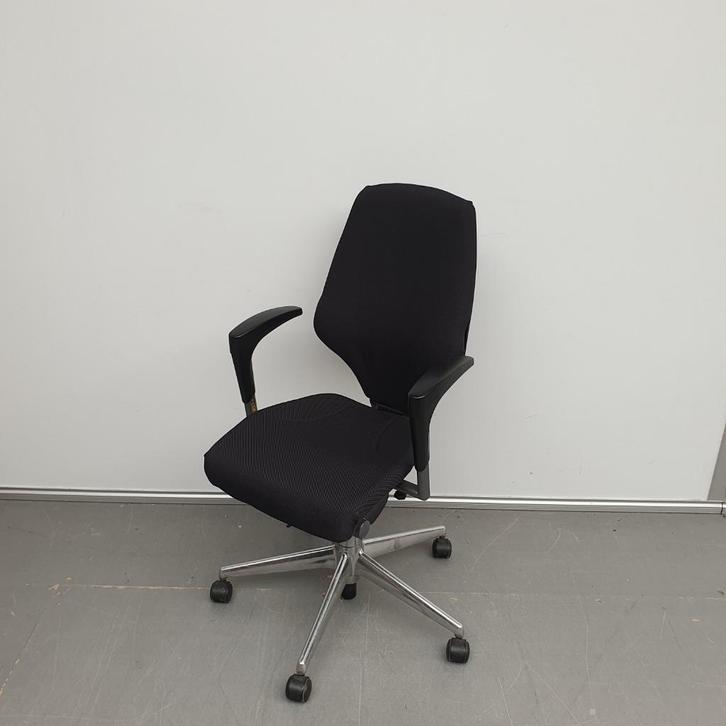 Giroflex bureaustoel met zwarte stof, Huis en Inrichting, Bureaustoelen, Gebruikt, Zwart, Ophalen of Verzenden