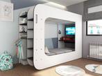 Mspace hoogslaper - 90x200 - Wit/antraciet, Huis en Inrichting, Slaapkamer | Stapelbedden en Hoogslapers