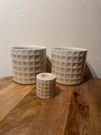 HBX 2 bloempotten + waxinelichthouder, Verzenden, Rond, Binnen, Zo goed als nieuw