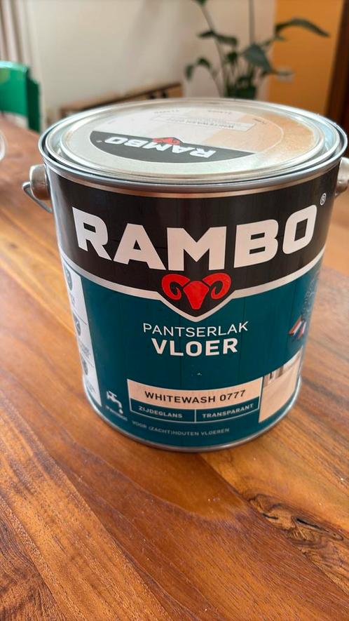 Rambo pantserlak whitewash 0777 ongeopend zijdeglans, Doe-het-zelf en Verbouw, Verf, Beits en Lak, Nieuw, Verf, Minder dan 5 liter