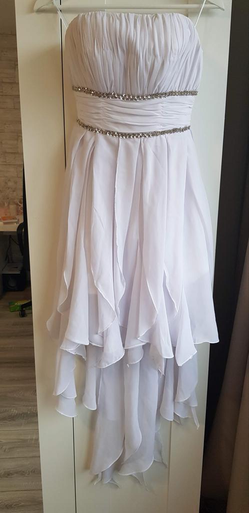 Witte Galajurk - Perfect voor de Kerst!, Kleding | Dames, Jurken, Zo goed als nieuw, Maat 36 (S), Wit, Knielengte, Ophalen of Verzenden