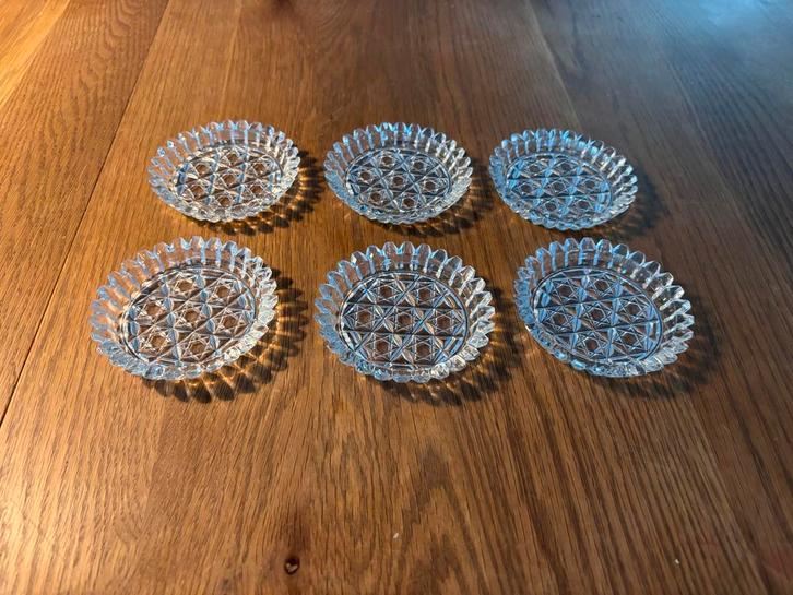 Retro Glazen Onderzetters - Set van 6, Antiek en Kunst, Antiek | Glas en Kristal, Ophalen of Verzenden