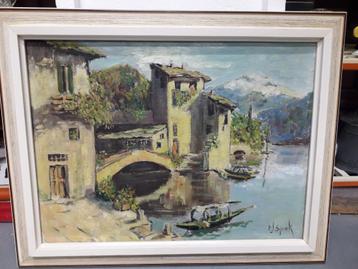 OUD OLIEVERFSCHILDERIJ op DOEK uit de 50e JAREN voor 20 EURO beschikbaar voor biedingen