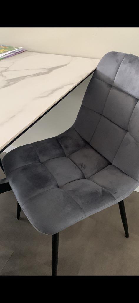 Eetkamerstoelen 6 stuks donkergrijs velvet, Huis en Inrichting, Stoelen, Zo goed als nieuw, Vijf, Zes of meer stoelen, Stof, Grijs