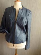 Leer jasje, Maat 38/40 (M), Blauw, Ophalen of Verzenden, Zo goed als nieuw