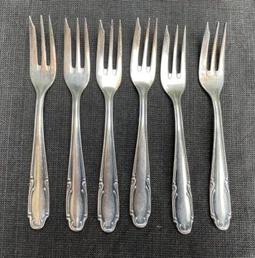 6 delen verzilverde ontbijt vorkjes gemerkt HE 90. beschikbaar voor biedingen