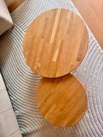 Set Woood eikenhouten bijzettafels – massief hout, Ophalen, Minder dan 55 cm, Rond, Zo goed als nieuw