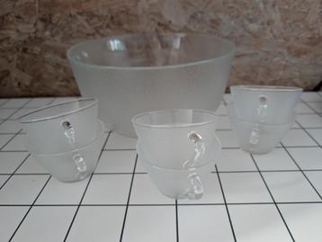 Vintage Franse Bowlset met 6 Glazen beschikbaar voor biedingen