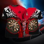 Dart shirt 3 (heren mannen darts sport t-shirt rood zwart), Verzenden, Nieuw, Overige maten, Overige kleuren