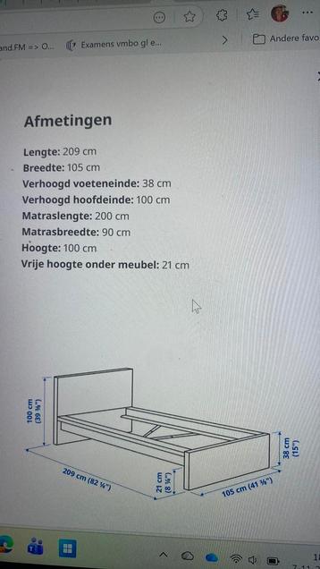 IKEA MALM bed 90x200 + lattenbodem + matras - afbeelding 5