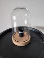 Glazen stolplamp met houten voet - 16,5x28cm, Ophalen of Verzenden, Zo goed als nieuw, Modern, Minder dan 50 cm