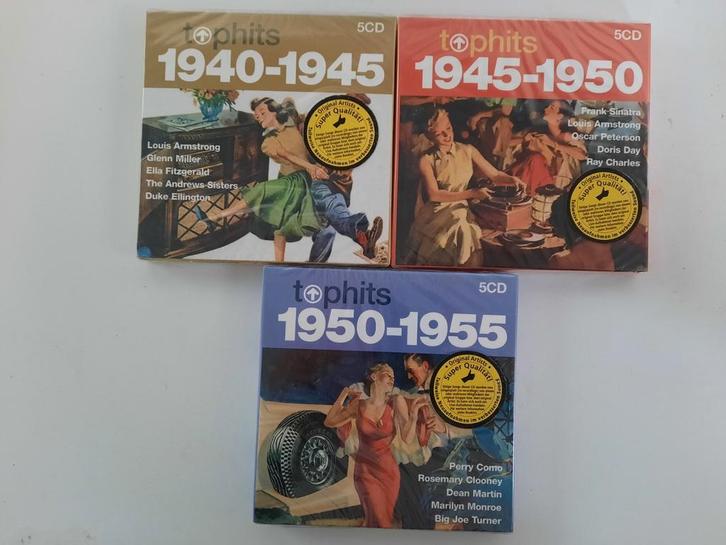 Top Hits 1940-1955 - 5CD Boxsets, Cd's en Dvd's, Cd's | Verzamelalbums, Zo goed als nieuw, Jazz en Blues, Boxset, Ophalen of Verzenden