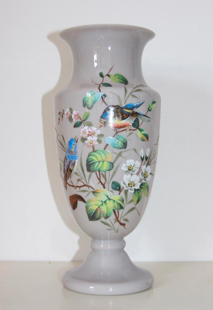 Prachtige antieke hand beschilderde glazen vaas, Antiek en Kunst, Antiek | Vazen, Ophalen of Verzenden