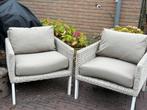 4 seasons outdoor 4SO Lounge/tuinstoelen wit beige grijs, Tuin en Terras, Tuinsets en Loungesets, Ophalen, Wicker, Stoel, 2 zitplaatsen