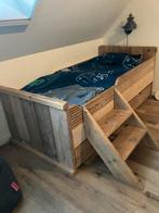 Steigerhouten Bed, Ophalen, 85 tot 100 cm, Gebruikt, Lattenbodem