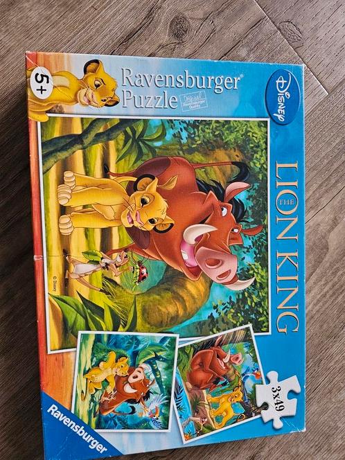 Lion king disney ravensburger 3 puzzels van ieder 49 stukjes, Kinderen en Baby's, Speelgoed | Kinderpuzzels, Gebruikt, 4 tot 6 jaar